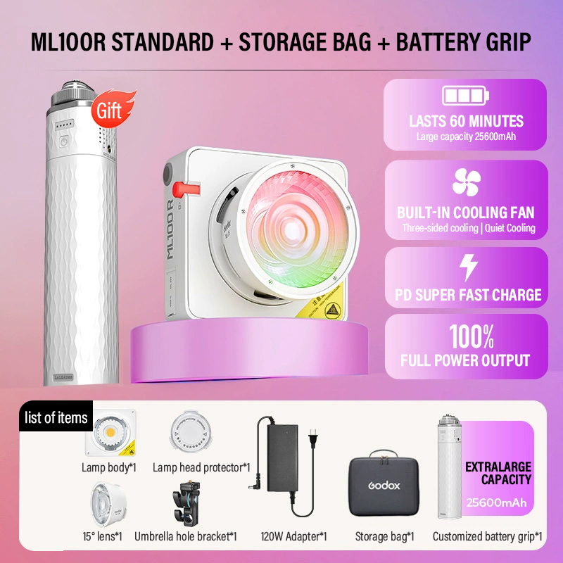 Photography Lighting System - Godox ML100Bi/ML100R lumière LED bicolore 120W